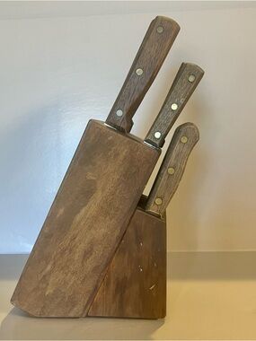 Vintage Old Homestead 12 Piece Knife & Block Set Lifetime Cutlery